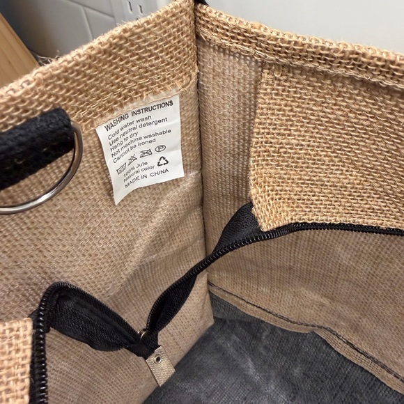 Monogrammed Jute Tote Bag – Black & Natural - Picture 6 of 6